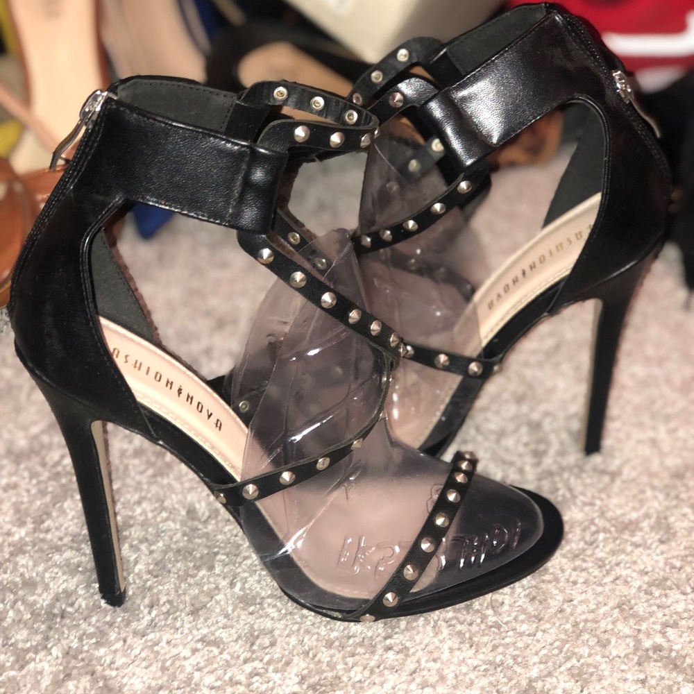 Black strappy heels